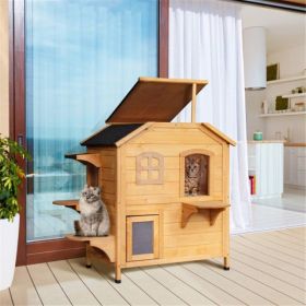 Wooden Cat House (Option: Natural)