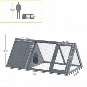 Wooden Guinea Pig Hutch With Run And Doors, Outdoor Triangle Bunny House For Rabbits,Duck And Chicken (Option: Grey)