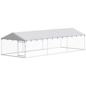 20 x 7.5 x 5 Dog Kennel Outdoor for Large Dogs with Waterproof Roof, Silver (Option: Silver-1860x415x160 mm)