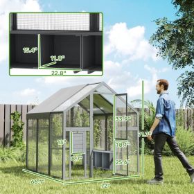 Large Wooden Chicken Run With Waterproof & Anti-UV Cover, For 6-8 Chickens, For Backyard, Farm, 5.5' X 6' X 6' (Option: Gray)