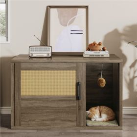 Cat Litter Box Enclosure Furniture Cabinet Odor Control With Scratching Pad Wooden Cat House Side End Table For Living Room Bedroom (Option: Default)