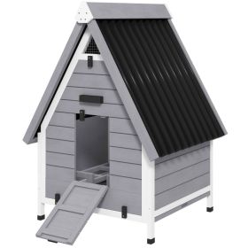 Chicken Coop for 2 Chickens, Outdoor Wooden Chicken House with Removable Nesting Box & Roosting Bar, Tray, Ramp (Option: Gray-980x750x200 mm)